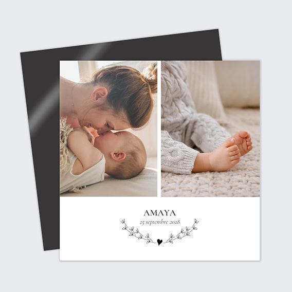 Faire part naissance Coeur Bucolique