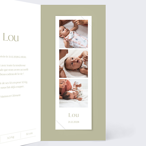Faire-part Naissance Lettrine Multiphoto
