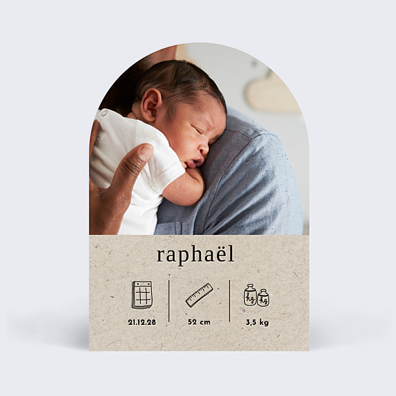 Faire-part Naissance Pictos Noisette