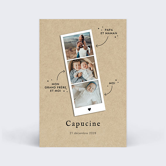 Faire-part Naissance Photomaton Famille