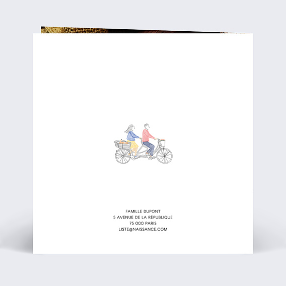 Faire part naissance Vélo Verso