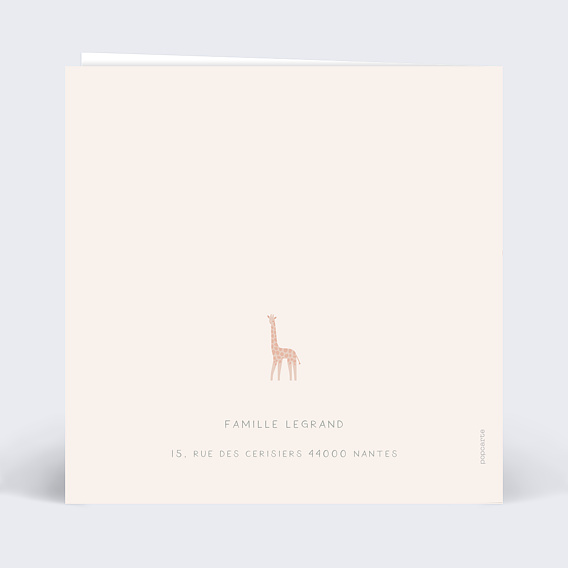 Faire part naissance Jungle Original Verso