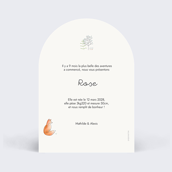 Faire-part Naissance Couronne renard