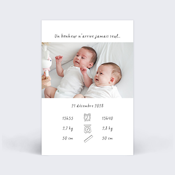 Faire part naissance Jumeaux Citation