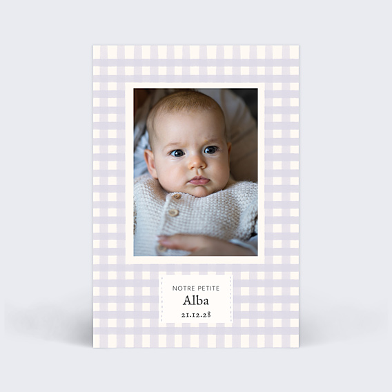 Faire-part Naissance Vichy Lila