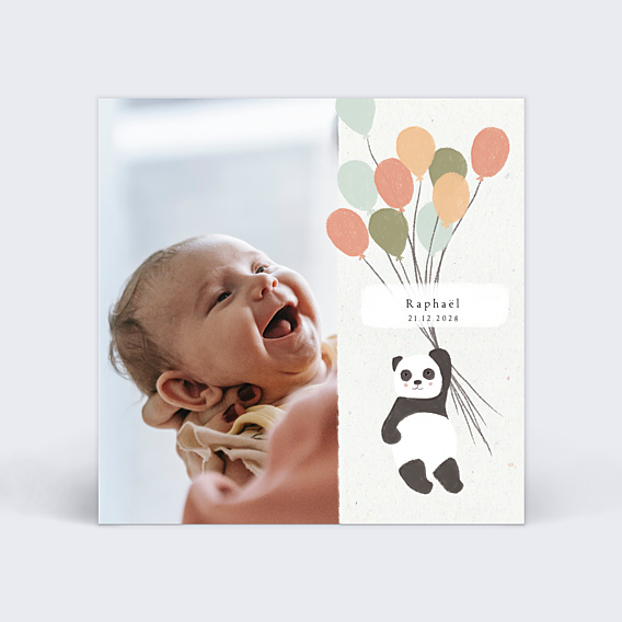 Faire part naissance Panda ballons