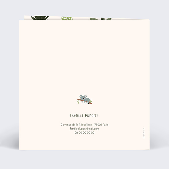 Faire-part Naissance Polaroïd jungle