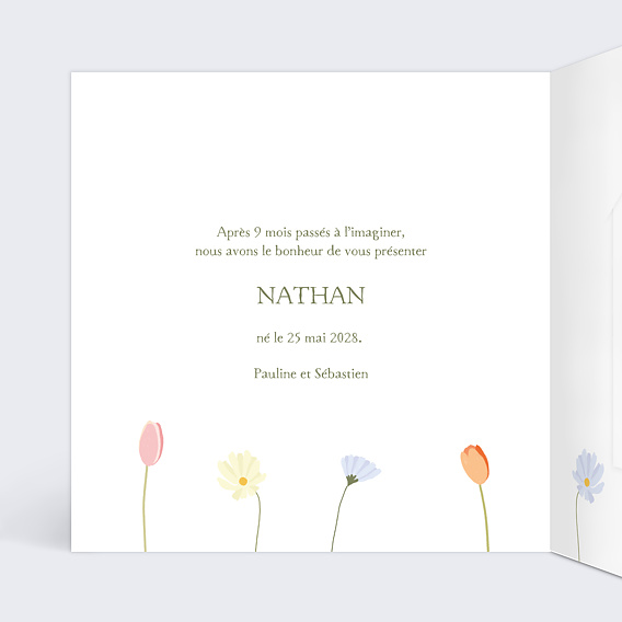 Faire part naissance Arrosoir Graines Intérieur Gauche