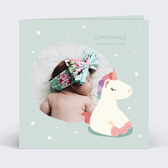 Faire part naissance Petite Licorne
