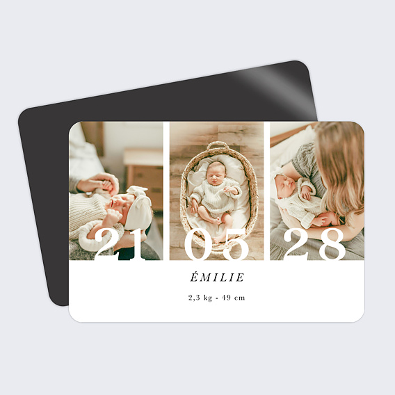 Faire part naissance Trois Photos Bébé