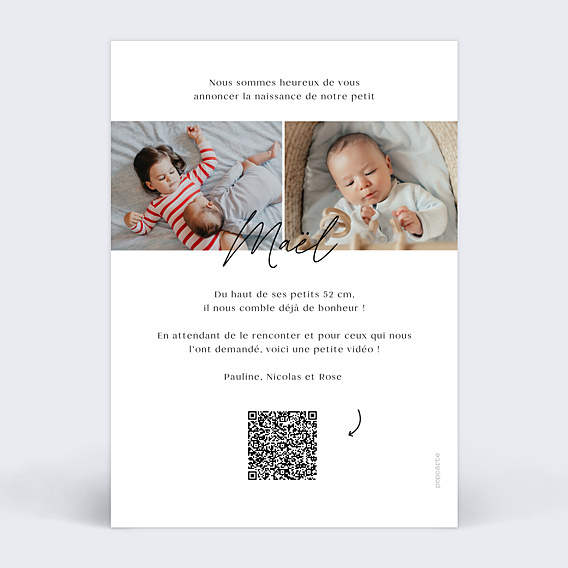 Faire-part Naissance Certificat Graphique