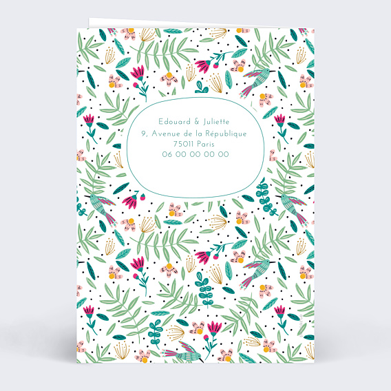 Faire part naissance Folk Verso