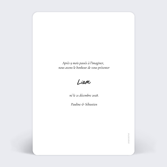 Faire part naissance Définition bébé Verso