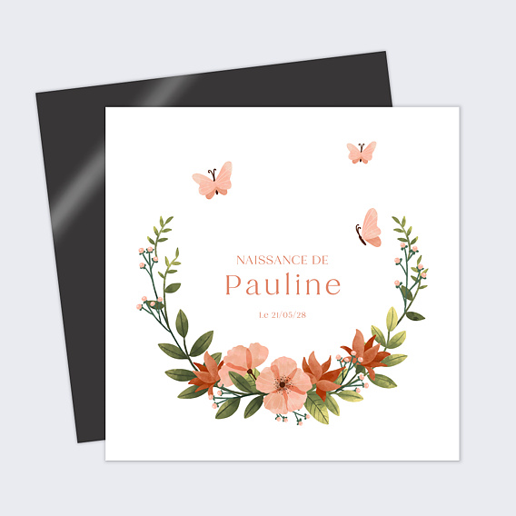 Faire part naissance Papillon Rose