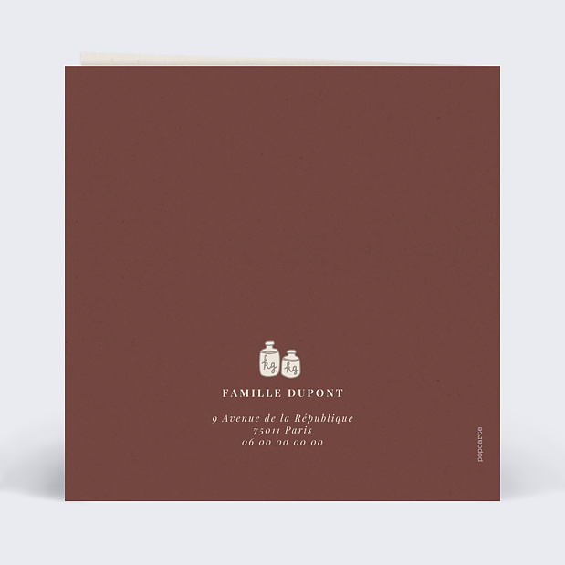 Faire-part Naissance Chocolat Verso