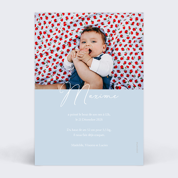 Faire part naissance Collage Bleu Verso