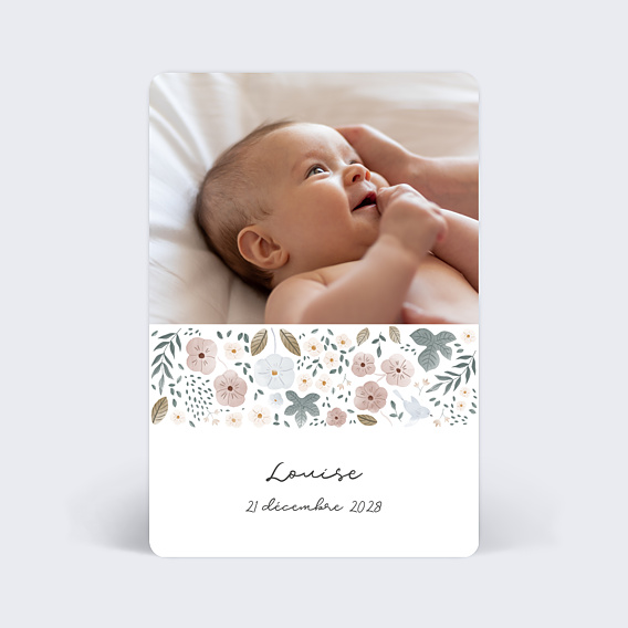 Faire part naissance Frise Fleurie