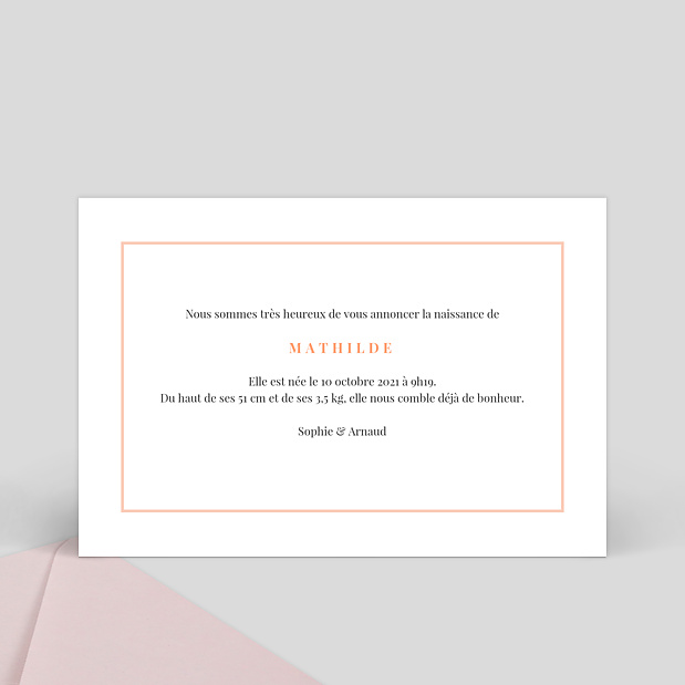 Faire-part de Naissance Joli Filet Verso