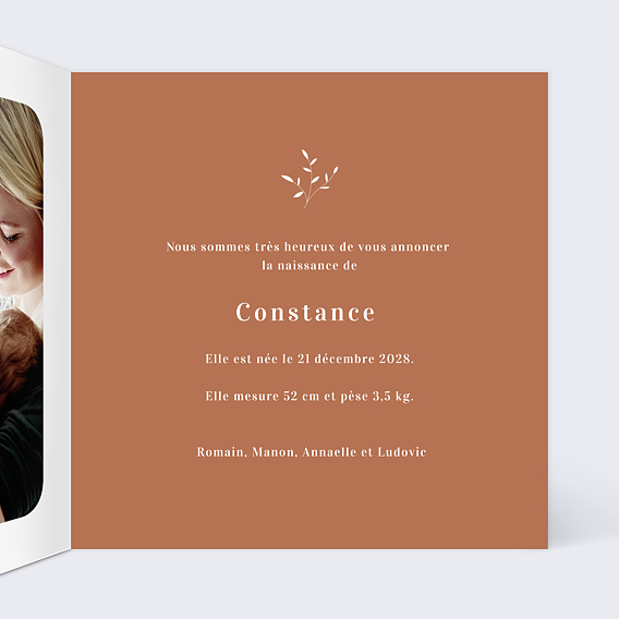 Faire part naissance Pêle-Mêle Camargue Intérieur Droit