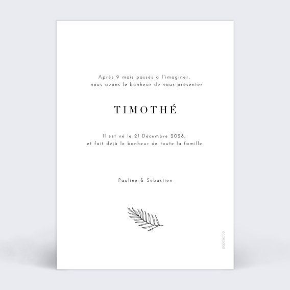 Faire part naissance Tampon Trésor Verso