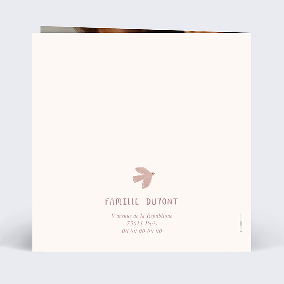 Faire part naissance Princesse Pastel Verso