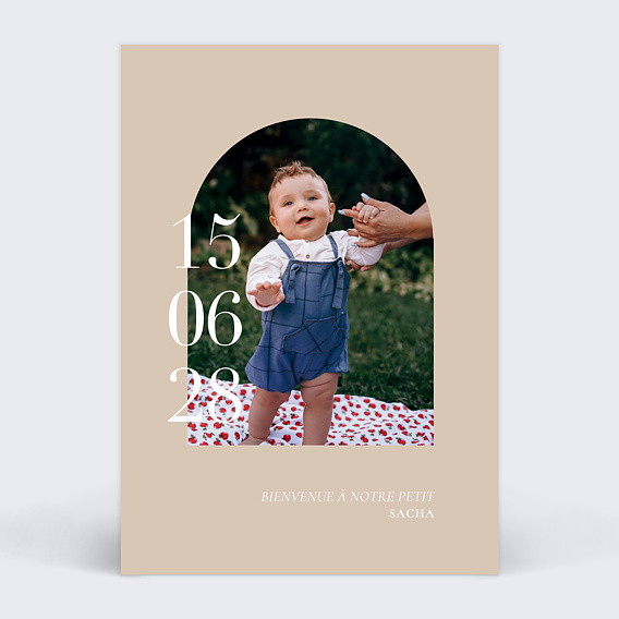 Faire part naissance Arche et date
