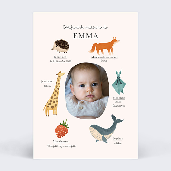 Faire part naissance Certificat Complet Recto