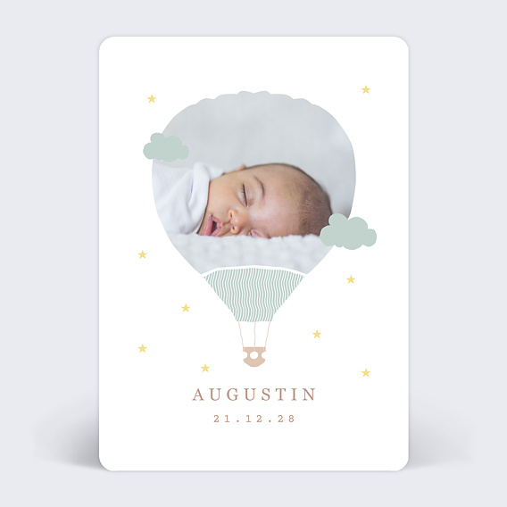 Faire part naissance Rêve de montgolfière Recto