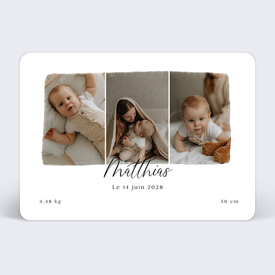 Faire part naissance Triptyque Moderne