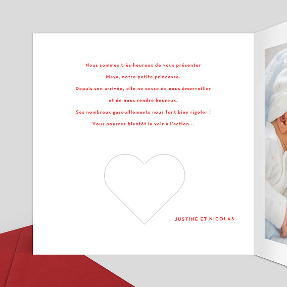 Faire part naissance Découpe Bonheur Intérieur Gauche