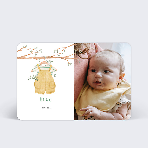 Faire-part Naissance Petite Salopette Garçon