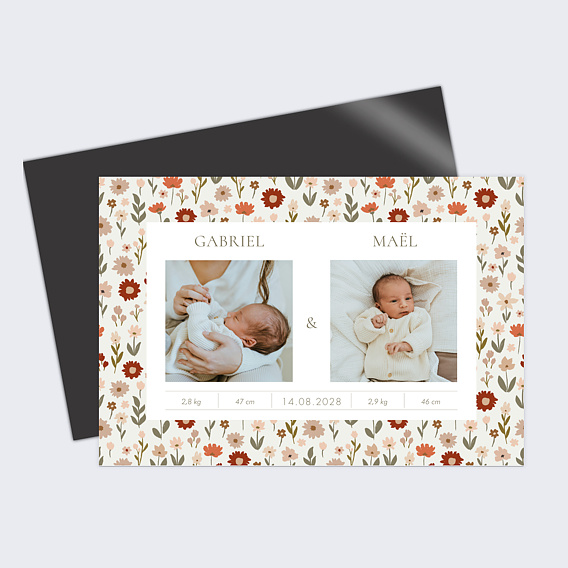 Faire part naissance Liberty Automne Jumeaux
