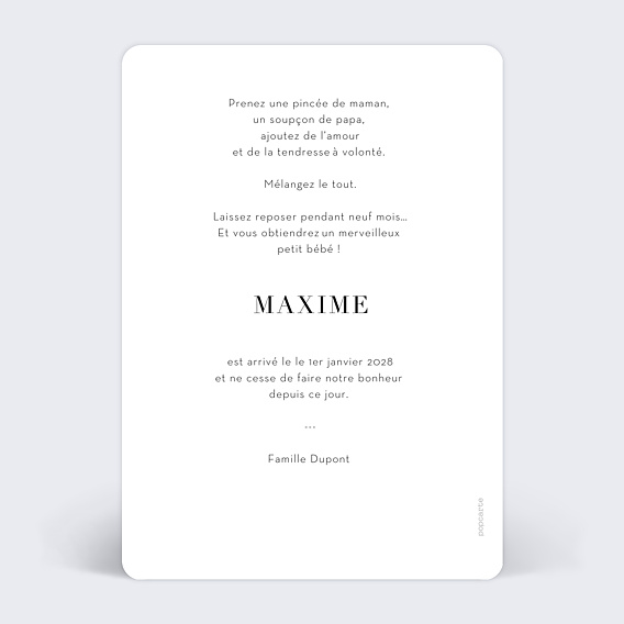 Faire part naissance Rêve étoilé Verso