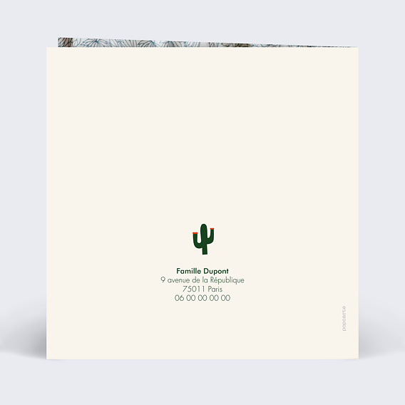 Faire part naissance Dinosaure Jaune Verso