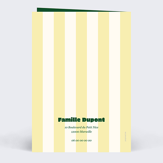 Faire-part Naissance Rayure jaune beurre
