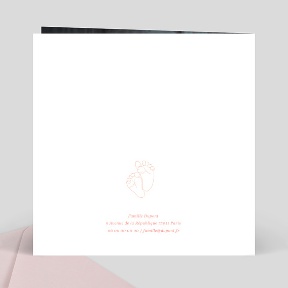 Faire part naissance Pieds d'amour Verso