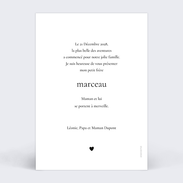 Faire-part Naissance Editorial Verso