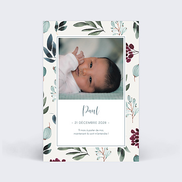 Faire-part de Naissance Virtuel Carte Fleurie