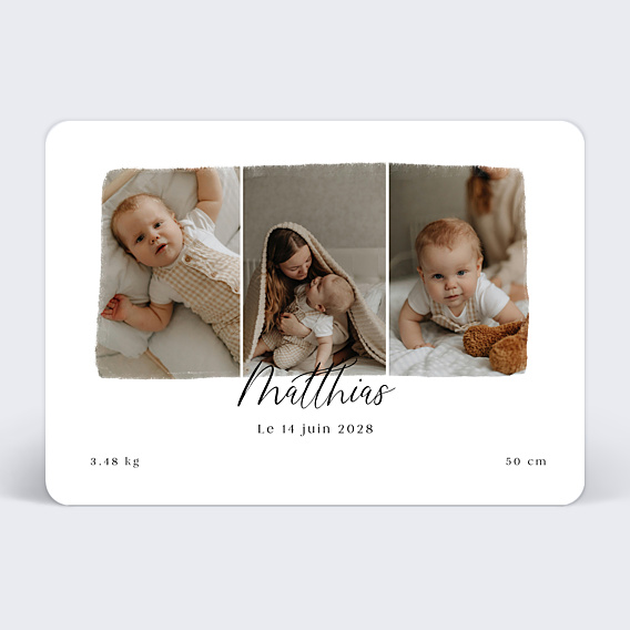 Faire part naissance Triptyque Moderne