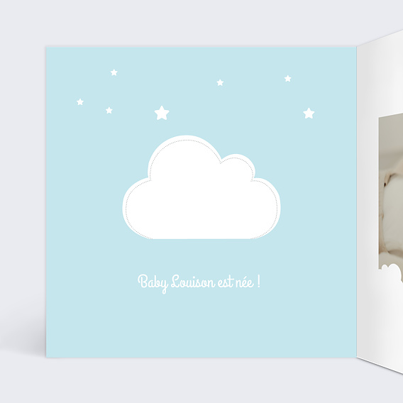 Faire part naissance Découpe nuage Intérieur Gauche