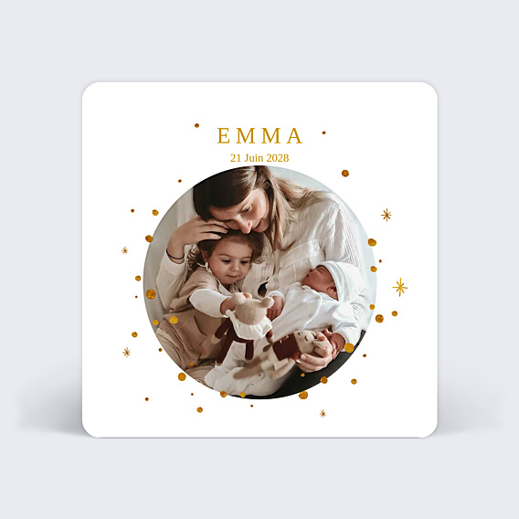 Faire part naissance Golden dots