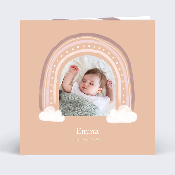 Faire part naissance Petit arc-en-ciel Recto