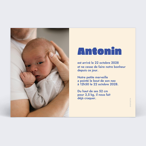 Faire-part Naissance Baby damier ciel