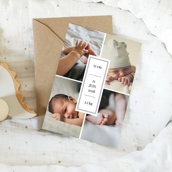 Faire part naissance Étiquette Verticale Après 4