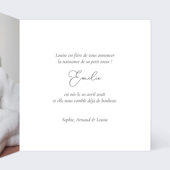 Faire part naissance Nuages Intérieur Droit