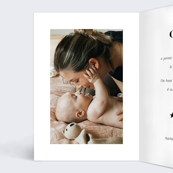 Faire part naissance Grande affiche Intérieur Gauche