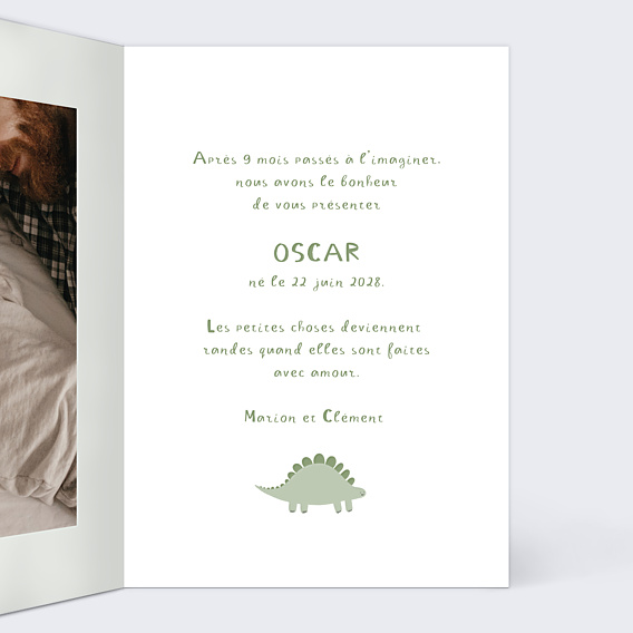 Faire-part Naissance Petit Dinosaure