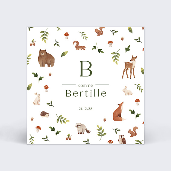 Faire-part Naissance Lettrine Foret