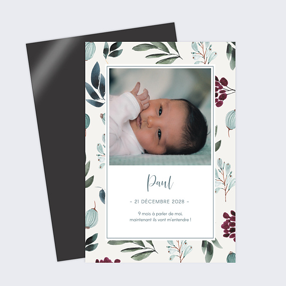 Faire part naissance Carte Fleurie
