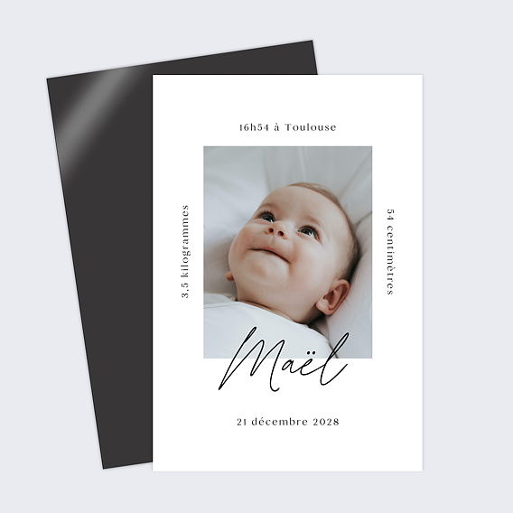Faire part naissance Certificat Graphique Recto